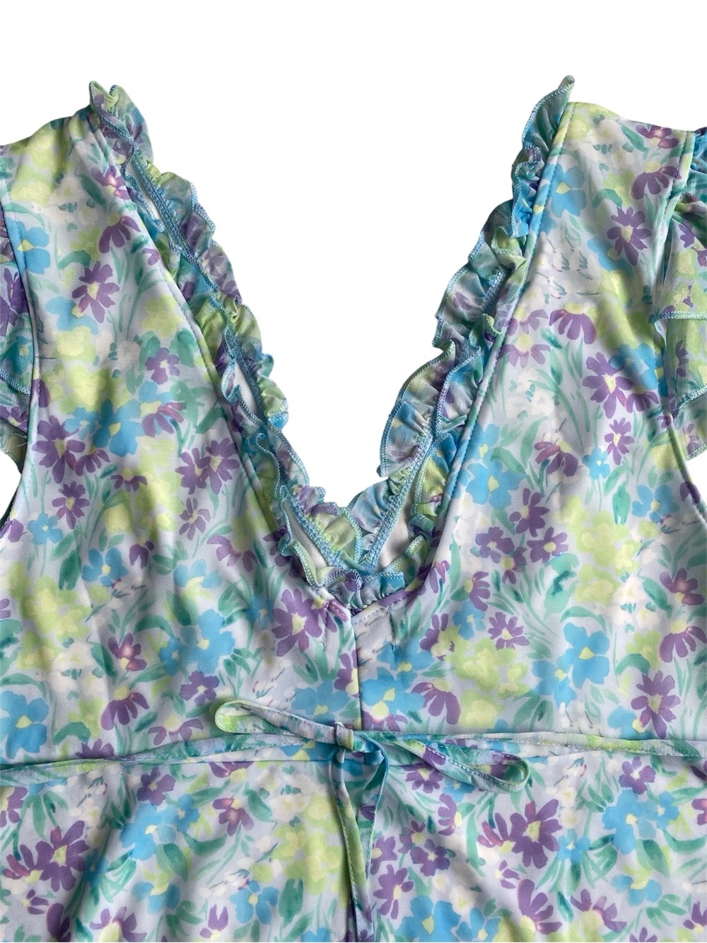 AWT ASOS Desing Curve Floral Tie Waist Mini Dress Size 18 - Picture 10 of 14